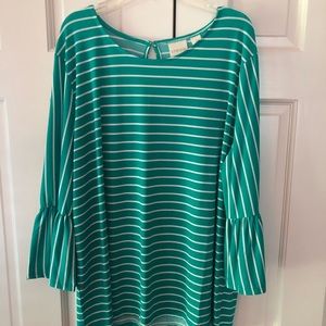 Chico’s Glamour Striped Flutter Sleeve Top